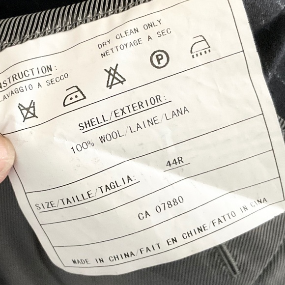 Paoletti x Marzotto Men’s/Unisex Blazer Pinstripe Elbow patches Navy/Gray Sz 44R - Picture 10 of 15